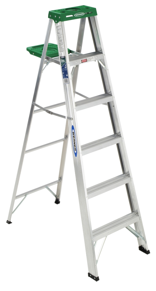Werner 6 ft. H Aluminum Step Ladder Type II 225 lb. cap.
