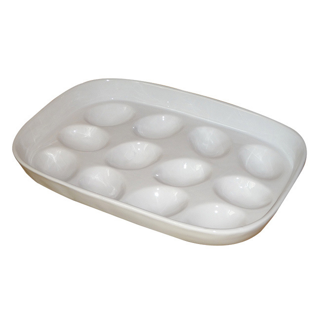 Picture of KitchenWorthy 290-ETRAY KitchenWorthy Glazed White Stoneware Egg Tray