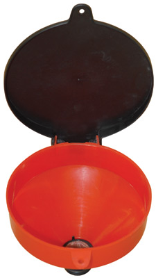 Plastic Barrel Funnel with Filter - Red - 4 Quart - Lockable Cover