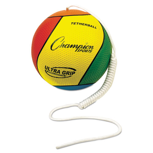 Champion Sport  Ultra Grip Tether Ball, 5'' Diameter, Laminated Rubber, Yellow/Green/Blue/Red