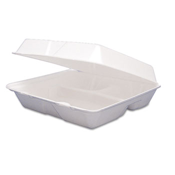 Picture of Drc 95HT3R Foam Container- Hinged Lid- 3-Comp- 9 1/2 x 9 1/4 x 3- 200/Carton