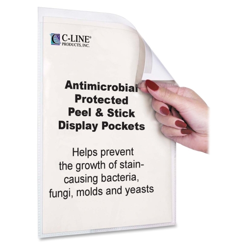C-Line Products, Inc 36911 protective Peel and Stick Display Pockets, 8 1/2 x 11, 10/Pack