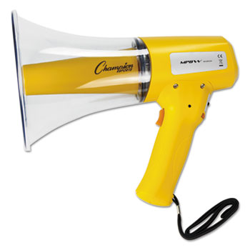 Champion Sport   Megaphone- 12W- 800 Yard Range- White/Yellow