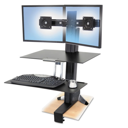 Picture of Ergotron Inc 33349200 WorkFit-S Sit-Stand Workstation w/Worksurface&#44; For Dual Monitors&#44; Black