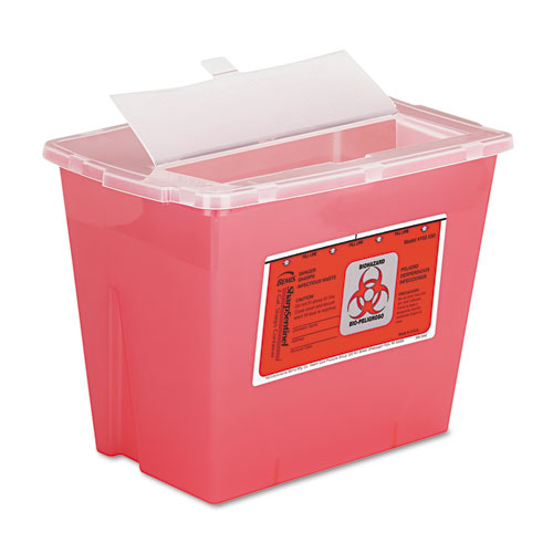2-Gallon Multi-Purpose Sharps Container, 11-5/8"W x 7-3/4"D x 8-5/8"H, Red