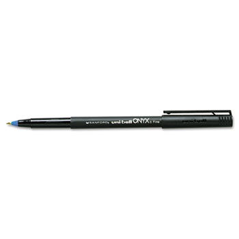60145 Onyx Roller Ball Stick Dye-Based Pen, Blue Ink, Fine, Dozen