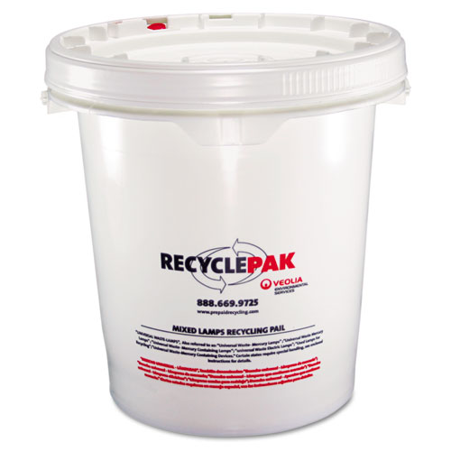 Picture of Strategic Product Distribution SUPPLY068 Prepaid Recycling Container Kit for Mixed Lamps&#44; 5gal Round Pail&#44; White