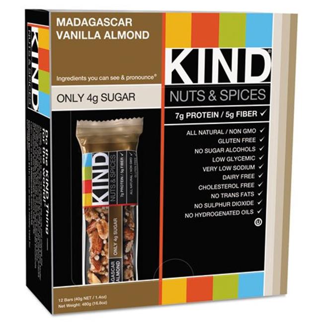 Kind Llc 17850 Nuts and Spices Bar- Madagascar Vanilla/Almond- 1.4 oz- 12/Box