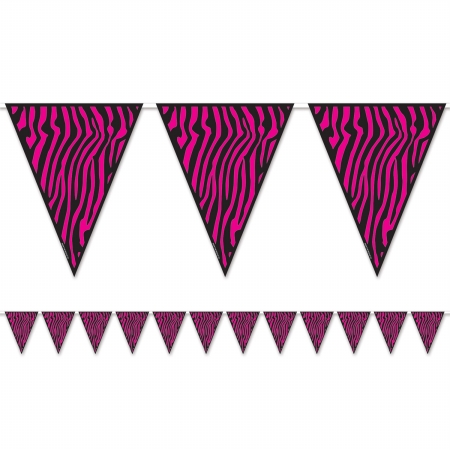 Picture of Beistle Company 54241-CBK Zebra Print Pennant Banner - Pack of 12