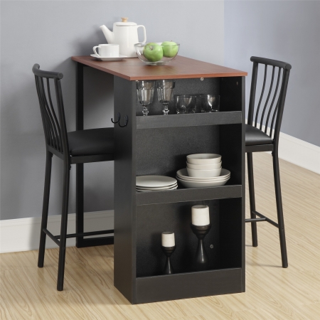 Picture of Dorel Living DA3729 DHP 3-Piece Counter Height Bar Set with Chairs  Walnut/Black