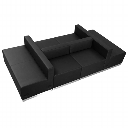 HERCULES Alon Series Black Leather Reception Configuration, 6 Pieces