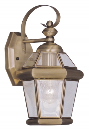 Picture of Livex 2061-01 Georgetown 1 Light Outdoor Wall Lantern in Antique Brass