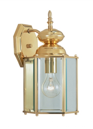 Picture of Livex 2007-02 Outdoor Basics 1 Light Outdoor Wall Lantern in Polished Brass