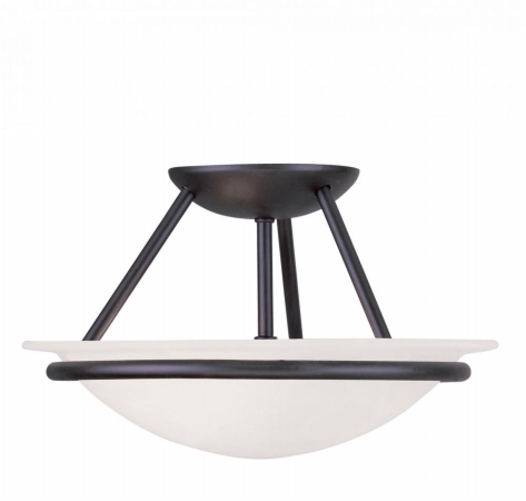 Livex  2 Light Bowl Semi-Flush Mount- Black