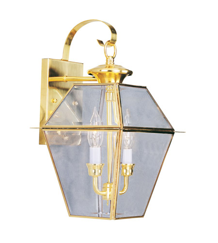 Picture of Livex 2281-02 2 Light Outdoor Wall Lantern in Polished Brass