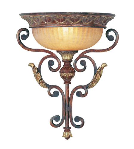 1 Light Wall Sconce in Verona Bronze with Aged Gold Leaf Accents