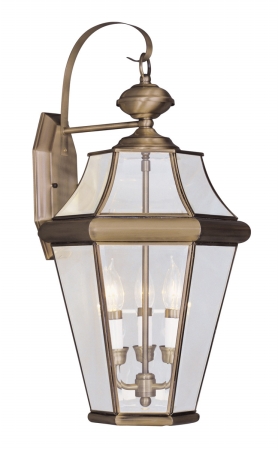 Picture of Livex 2361-01 3 Light Outdoor Wall Lantern in Antique Brass