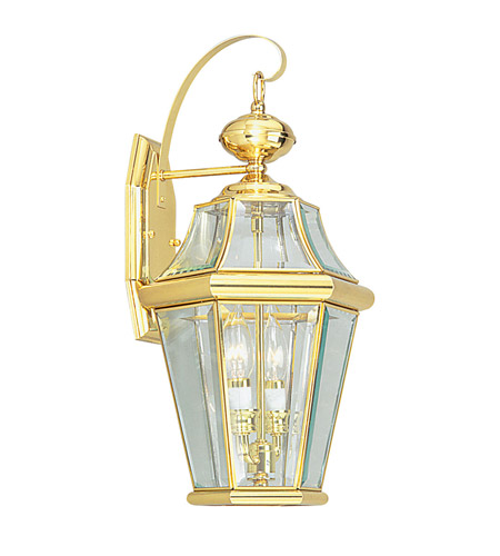 Picture of Livex Lighting 2261-02 Georgetown 2 Light Outdoor Wall Lantern in Polished Brass