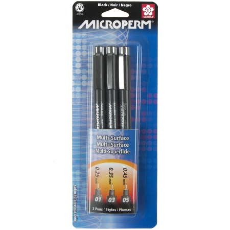 Picture of Sakura 34061 Microperm Pen 3/Pkg-03- 03- & 05 Black