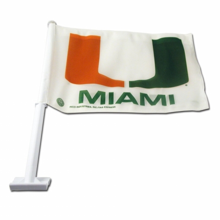 Picture of Rico Industries FG100302 Rico - NCAA Car Flag Style 1&#44; University of Miami Hurricanes