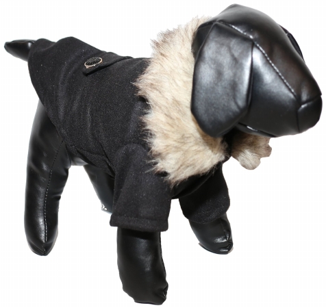 Picture of Pet Life LLC 26BKSM Buttoned &apos;Coast-Guard&apos; Fashion Faux-Fur Collared Wool Pet Coat