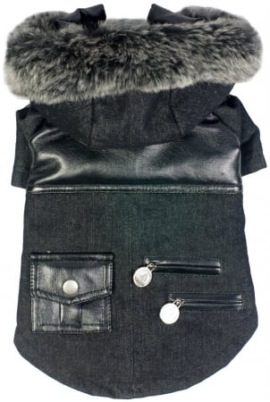 Picture of Pet Life LLC 33BKXS Ruff-Choppered Denim Fashioned Wool Pet Coat