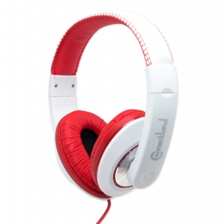 Binaural Design Red / White Headset with 40mm Speaker at 20Hz - 20kHz, Over Head, On Ear