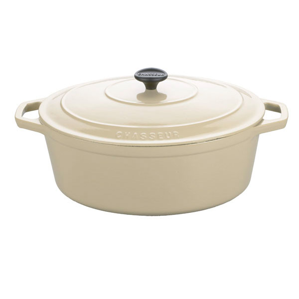 Chasseur France A1717027 3 1/2 Quart Matte Meringue Oval Dutch Oven, L 10.63 x W 8.25 x H 4.13