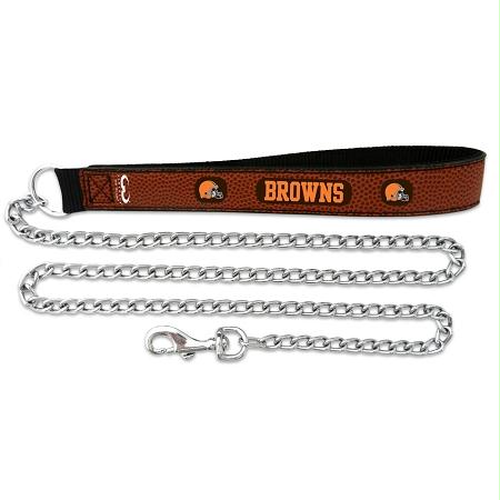 Picture of Mirage Pet Products 303-08 LS-LG Cleveland Browns Football Leather 3.5mm Chain Leash - L