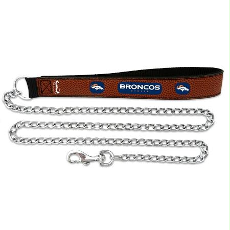Picture of Mirage Pet Products 303-10 LS-MD Denver Broncos Football Leather 2.5mm Chain Leash - M
