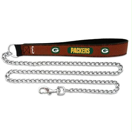 Picture of Mirage Pet Products 303-12 LS-LG Green Bay Packers Football Leather 3.5mm Chain Leash - L