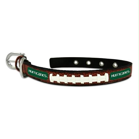 Picture of Mirage Pet Products 304-11 CL-SM Miami Hurricanes Classic Leather Small Football Collar