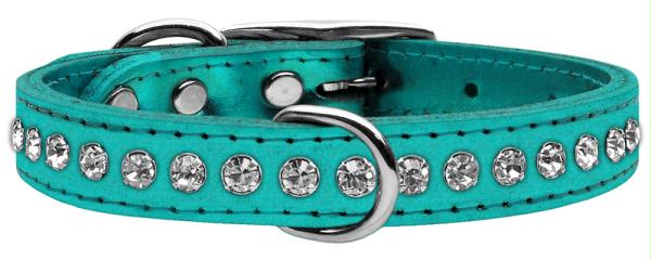 Picture of Mirage Pet Products 83-31 12TQM One Row Metallic Crystal Leather Turquoise 12