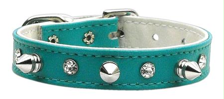 Picture of Mirage Pet Products 84-02 16TQ Just the Basics Crystal and Spike Collars Turquoise 16