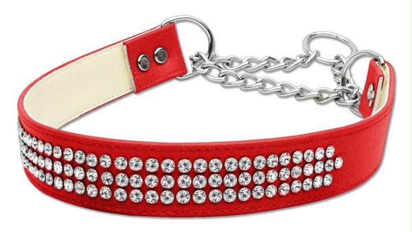 Picture of Mirage Pet Products 92-08M LGRD Martingale 3 Row Crystal Collar Red Large
