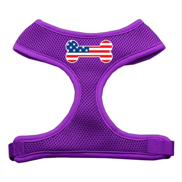 Picture of Mirage Pet Products 70-36 LGPR Bone Flag USA Screen Print Soft Mesh Harness Purple Large