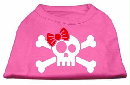 Picture of Mirage Pet Products 51-85 XXLBPK Skull Crossbone Bow Screen Print Shirt Bright Pink XXL - 18