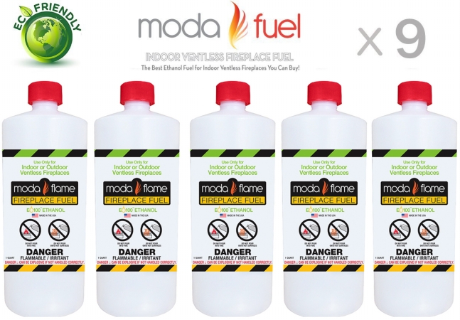 1 Quart Bio Ethanol Fireplace Fuel 9 Bottles -  Moda Flame, MO335238