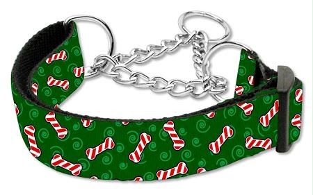Picture of Mirage Pet Products 25-07M LG Candy Cane Bones Nylon Ribbon Collar Martingale Large