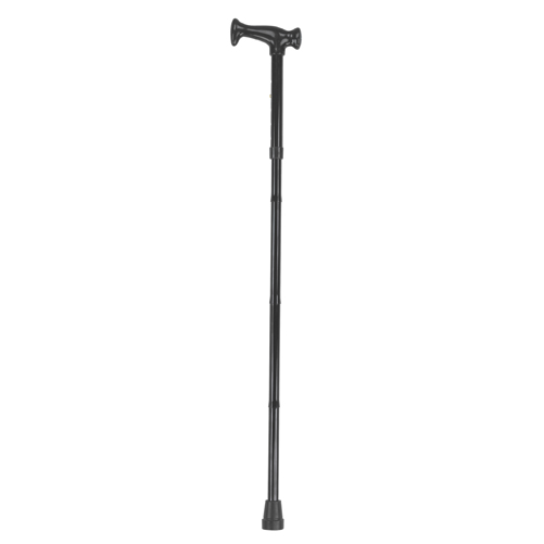 HealthSmart Adjustable Folding Cane - Black - Ergonomic Handle - Lightweight