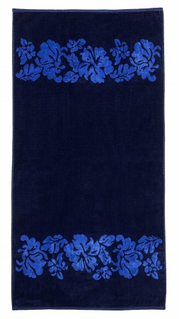 Picture of Superior BEACH-FLOWERS-NAVY Superior Collection Luxurious Oversized Jacquard Cotton Beach Towels - Cool Checks