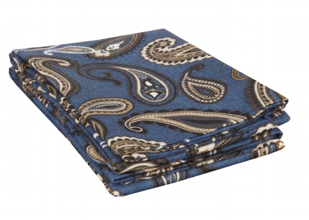 Picture of Impressions by Luxor Treasures FLAKGPC PANB Cotton Flannel King Pillowcase Set Paisley- Navy Blue