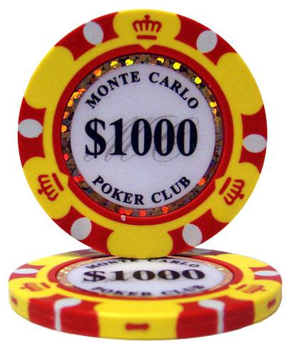 Bry Belly CPMC-$1000 25 Roll of 25 - $1000 Monte Carlo 14 Gram Poker Chips