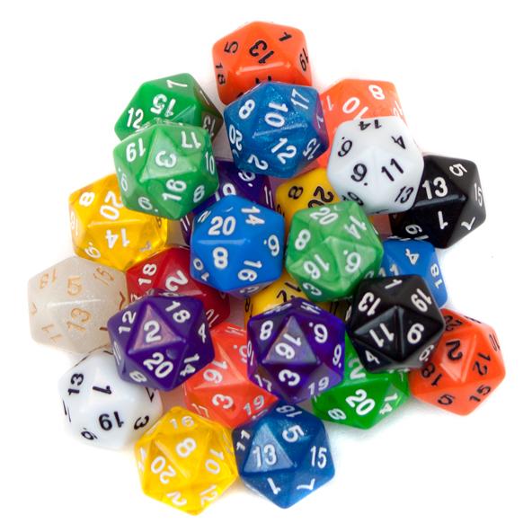 Picture of Bry Belly GDIC-1207 25 Pack of Random D20 Polyhedral Dice in Multiple Colors