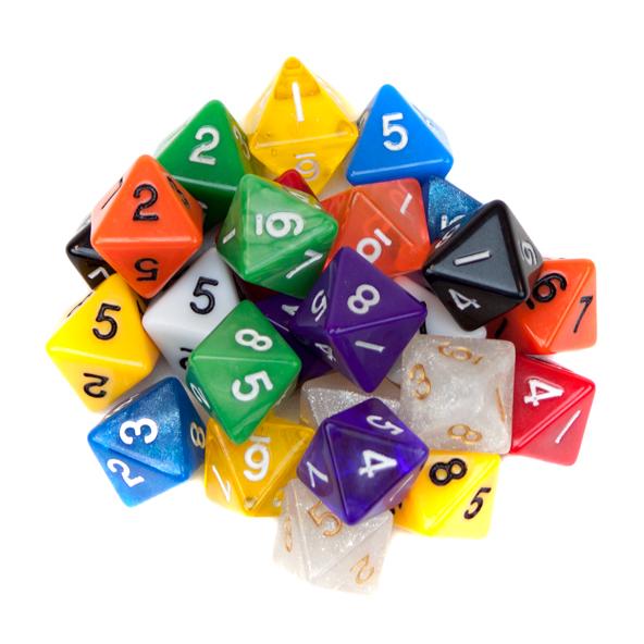 Picture of Bry Belly GDIC-1203 25 Pack of Random D8 Polyhedral Dice in Multiple Colors