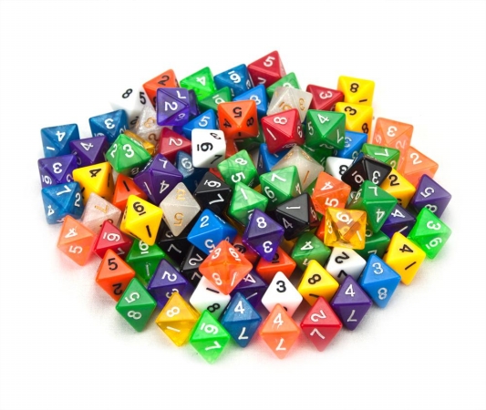 Picture of Bry Belly GDIC-1003 100 plus Pack of Random D8 Polyhedral Dice in Multiple Colors