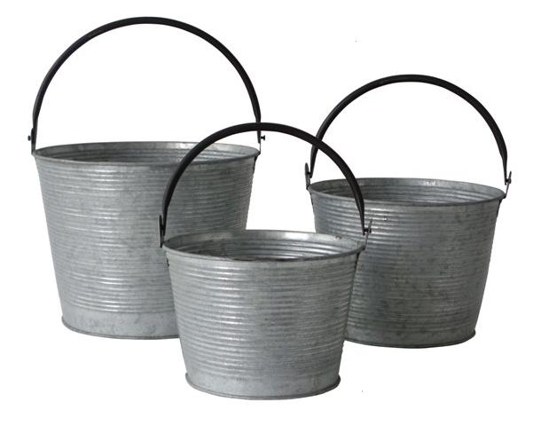Picture of Cheungs FP-3999-3 Set of 3 Metal Tapered Bucket with Handle