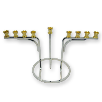 Picture of Alef Judaica Inc. M702 M702 Gold and Silver Plated Menorah