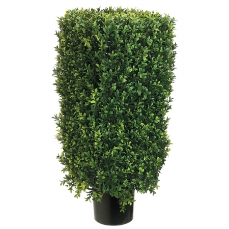 Picture of Allstate Floral LPB232-GR-TT 30 in. Rectangular Boxwood Topiary in Plastic Pot Two Tone Green
