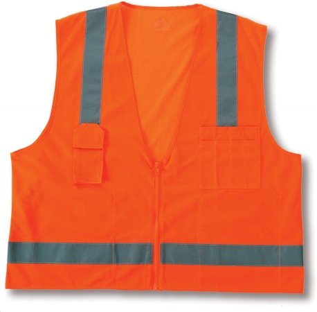 Class 2 Surveyors Vest - Orange - 4 & 5 Xlarge - ANSI Compliant